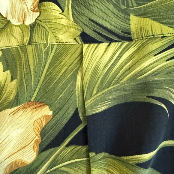Tommy Bahama Silk Shirt Green Mens XL Tropical Hawaiian Palms Floral Embroidered - Picture 12 of 15